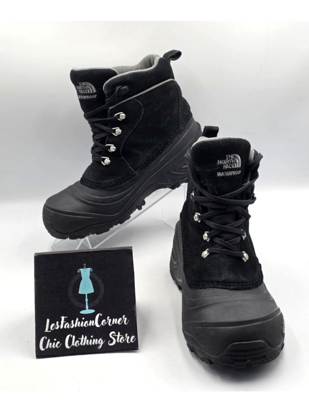 The North Face Big Kids Black Suede HeatSeeker Insulated Winter Boots Sz 6 3919